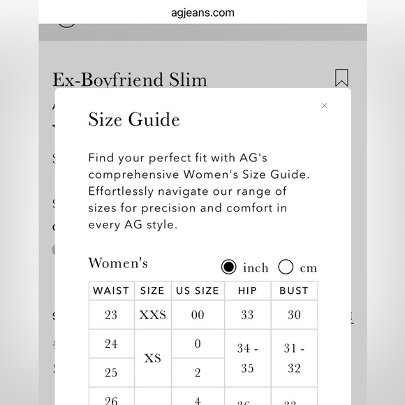 AG Jeans “ag-ed denim, ex-boyfriend slouchy slim” jeans in off-white, size 24. - Picture 12 of 12